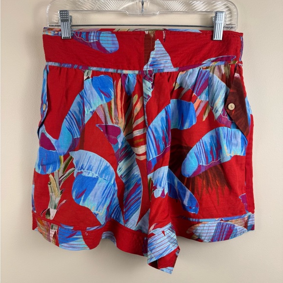 FARM Rio Pants - Farm Rio Sweet Jungle High Waist Linen Shorts in Ananas Red